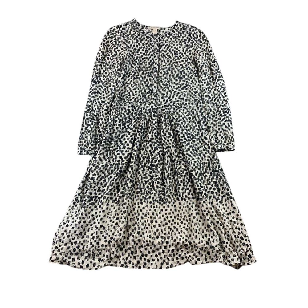 Burberry Brit Dress Women 4 Black‎ White Silk Viscose Long Sleeve Leopard Print